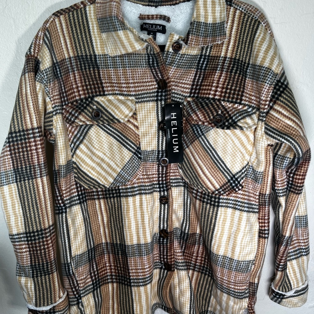 Helium London Plaid Shirt with ultra-soft white fur lining